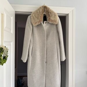 Talbots Gray Coat with Faux Fur Collar (removable)